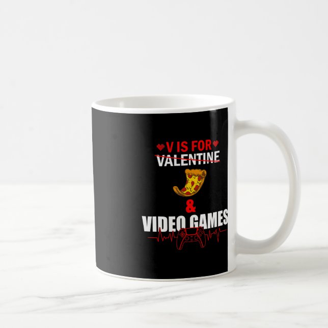V-dagen är för pizza och dataspelsälskande Gamer P Kaffemugg (Höger)