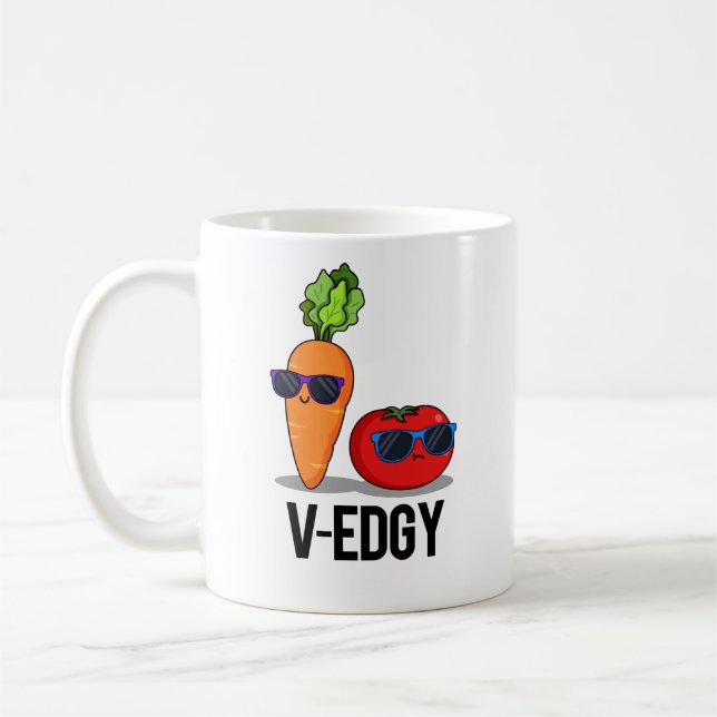 V-Edgy Funny Veggie Pun Kaffemugg (Vänster)