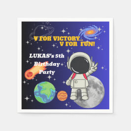 V För Seger V För Kul Astronaut Pojke Födelsedag Pappersservett