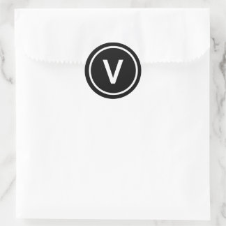 V för Vegan-kosthållets naturliga symbol svart vit Runt Klistermärke