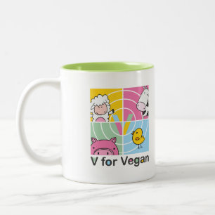 V för veganmugg Två-Tonad mugg