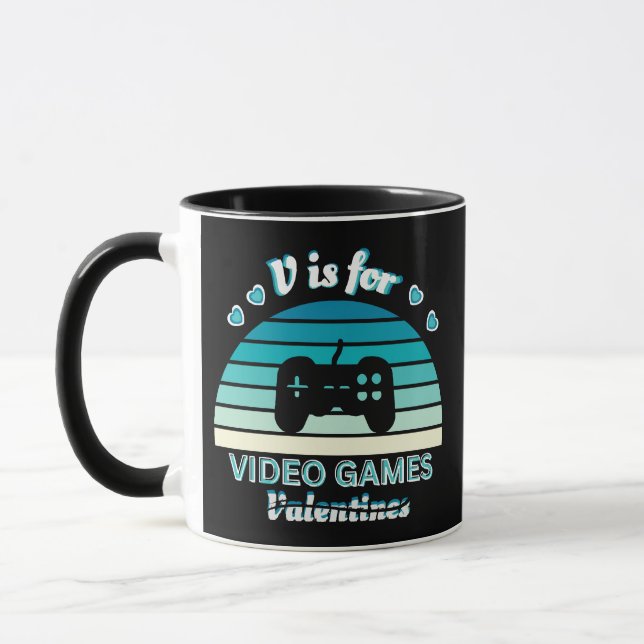 V för videospel, inte Valentineser - roligt Retro- Mugg (Vänster)