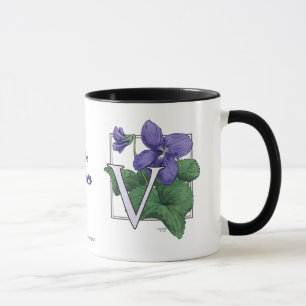 V för VioletsblommaMonogram Mugg