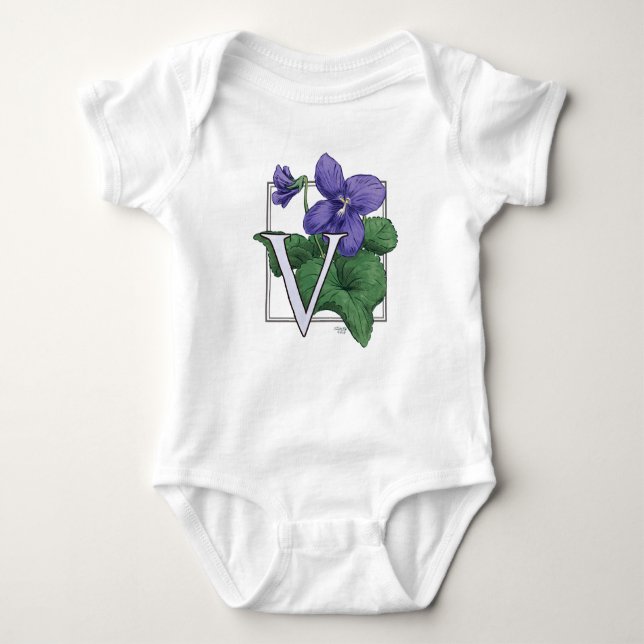 V för VioletsblommaMonogram T Shirt (Framsida)