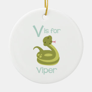 V för viper julgransprydnad keramik