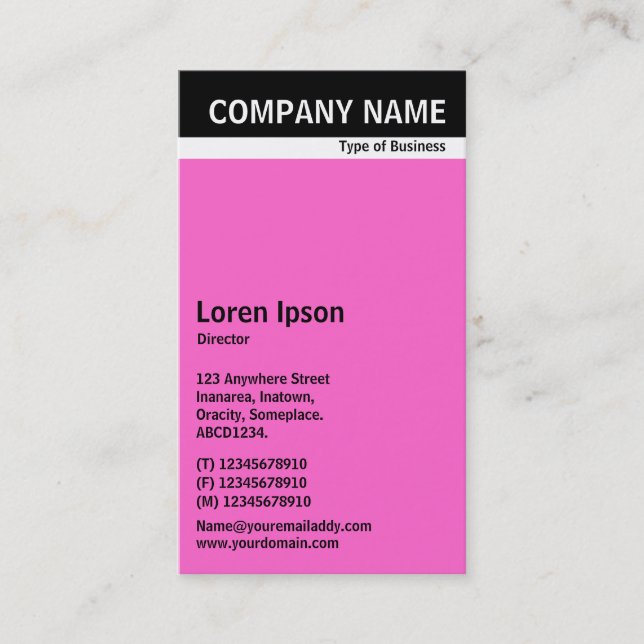 V Header Band - Svart med Rosa FF66CC Visitkort (Framsida)
