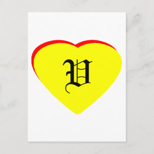 "V" Heart Gult Red Wedding bjudande MUSEUM Inbjudan Vykort
