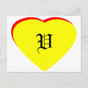 "V" Heart Gult Red Wedding bjudande MUSEUM Inbjudan Vykort