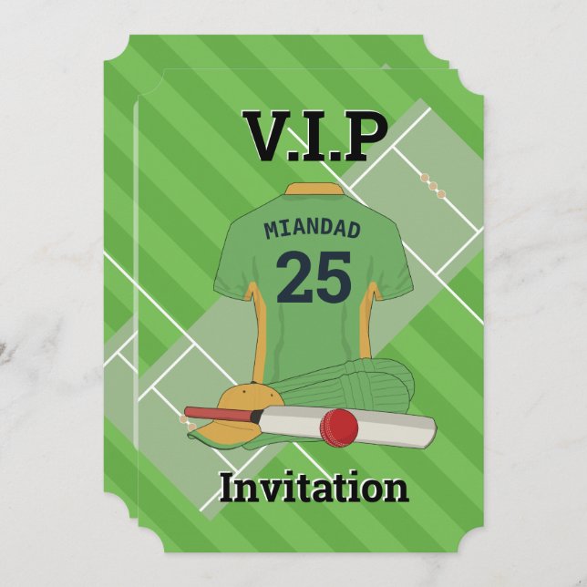 V.I.P Cricket-Födelsedagsfest (LGY) Inbjudningar (Fram/baksida)