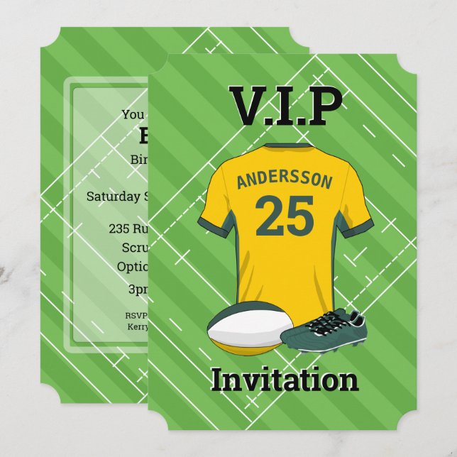 V.I.P Rugby (YDG) Födelsedagsfest Inbjudningar (Fram/baksida)