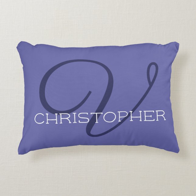 V Initial Bokstavsnamn Monogrammerad Prydnadskudde (Framsidan)