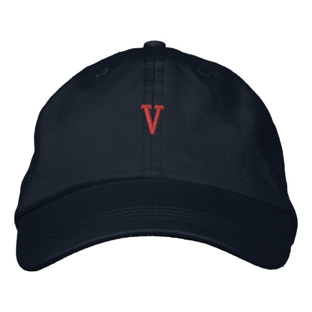 V Initial Marin Blå Huvudbonad Navy Justerbar Broderad Keps (Framsida)