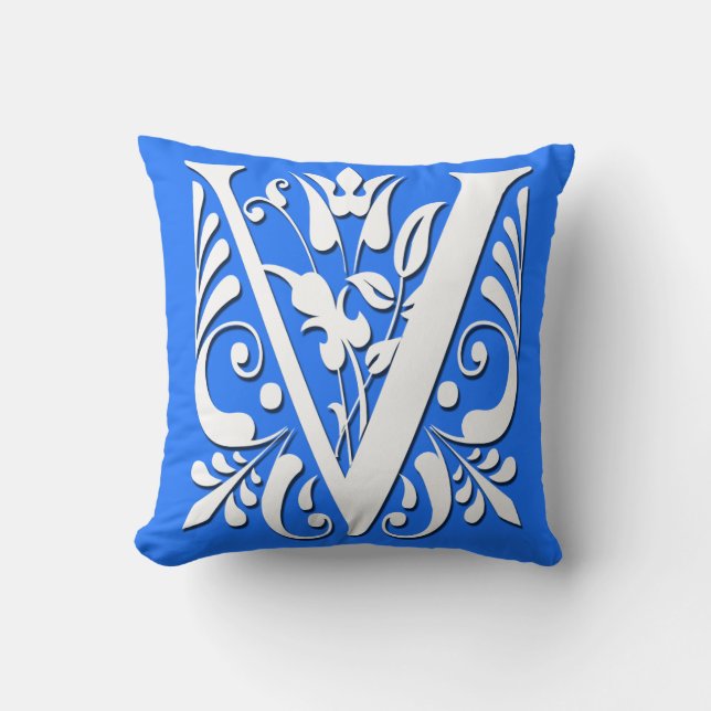 V Initialbokstav Monogram - Kudd Kudde (Framsida)