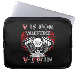 V is for Valentine, V-Twin Motorcycle. Biker Laptop Fodral