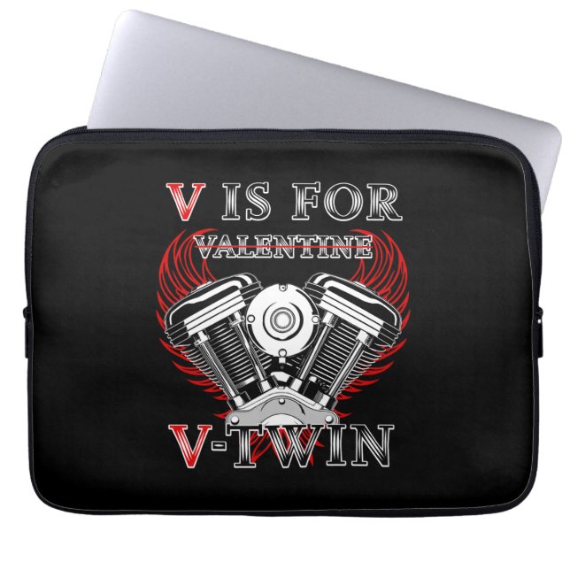 V is for Valentine, V-Twin Motorcycle. Biker Laptop Fodral (Framsidan)