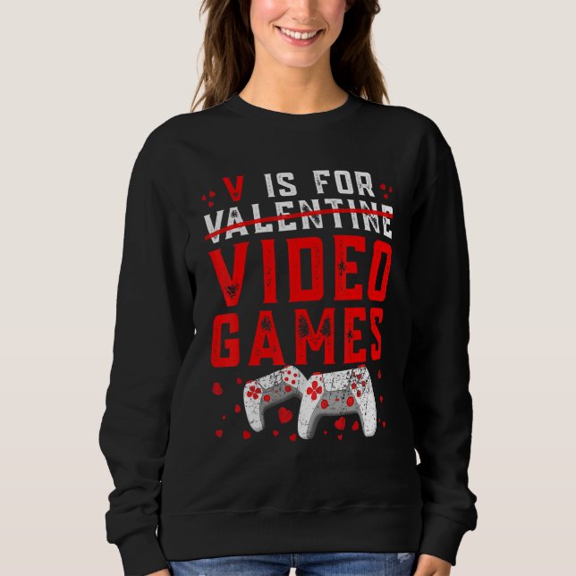 V Is For Valentine Video Games Cool Controllers Ga T Shirt (Framsida)