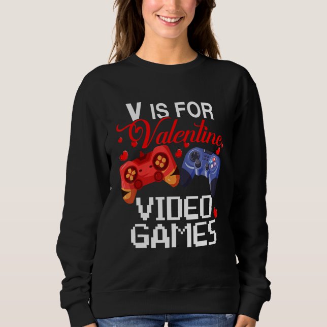 V Is For Valentine Video Games Cute Game Controlle T Shirt (Framsida)