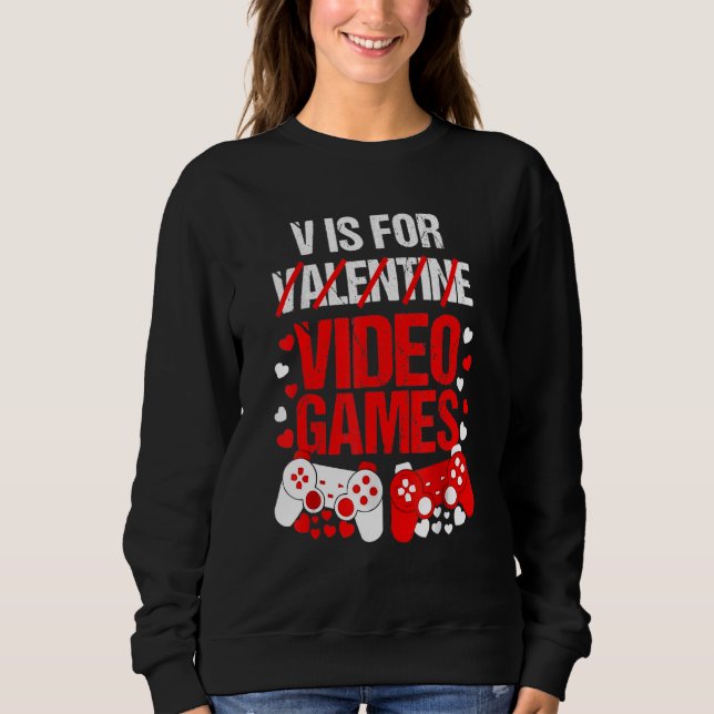 V Is For Valentine Video Games T Shirt (Framsida)