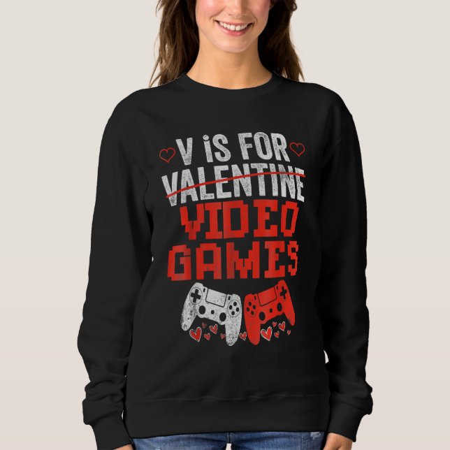 V Is For Valentines Video Games Lovers Funny Shirt T Shirt (Framsida)
