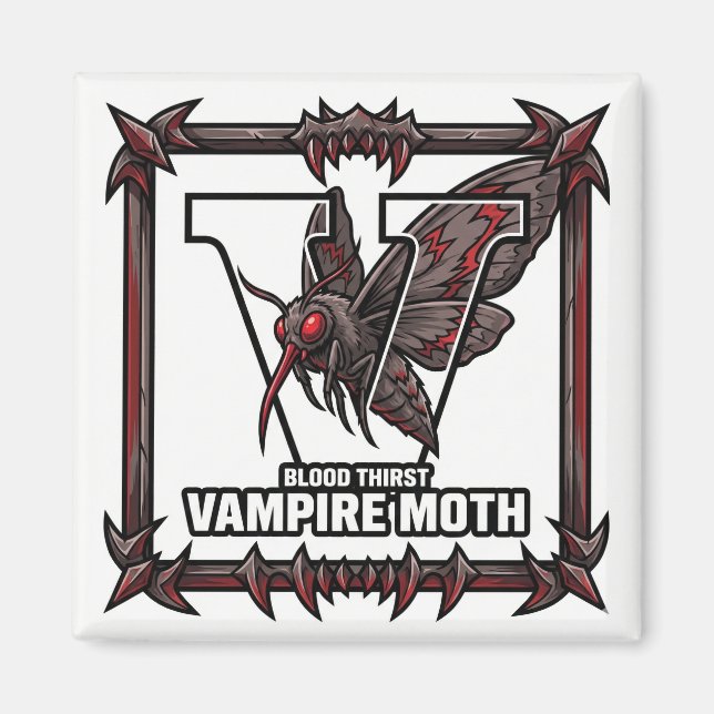 V is for Vampire Moth – GTA Style ABC Learning Magnet (Framsidan)