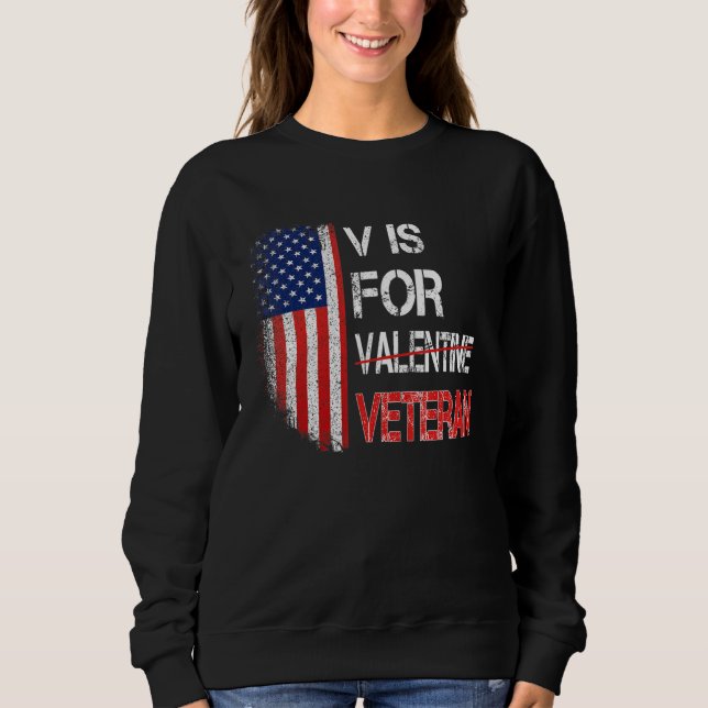 V Is For Veteran Valentine's Day US Flag T Shirt (Framsida)