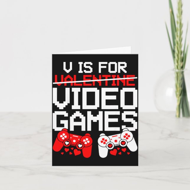 V Is For Video Games Funny Valentines Gamer Love  Kort (Framsida)