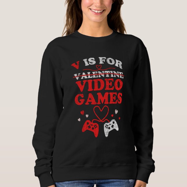 V Is For Video Games Valentines Day Gamer Boy Men  T Shirt (Framsida)