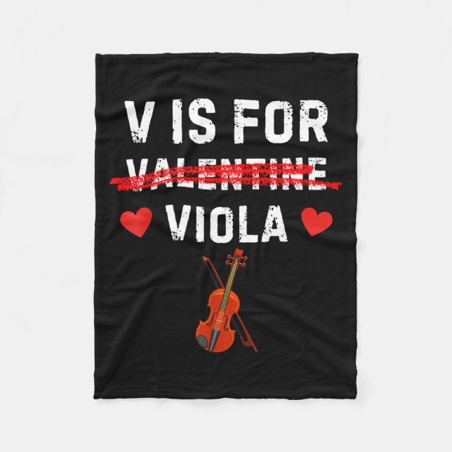V Is For Viola Funny Violist Music Valentine  Fleecefilt (Framsidan)