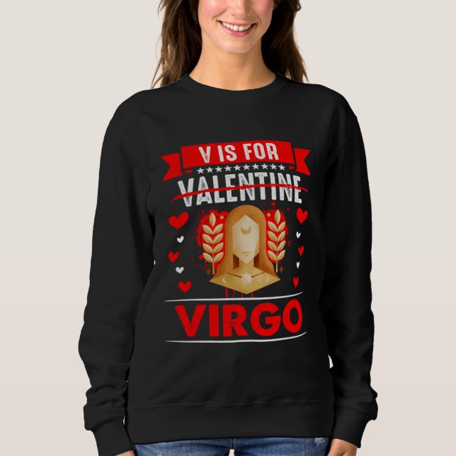 V is for Virgo  Anti Valentines Day T Shirt (Framsida)