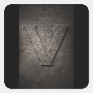 V Metall Monogram Stickers Fyrkantigt Klistermärke