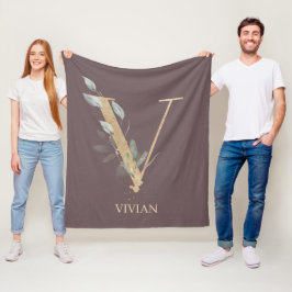 V Monogram Blommigt Personlig Fleece Blanket