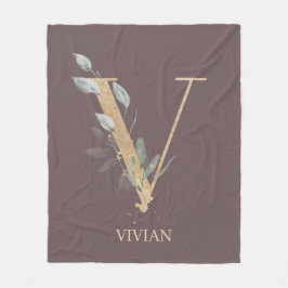 V Monogram Blommigt Personlig Fleece Blanket