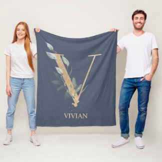 V Monogram Blommigt Personlig Fleece Blanket