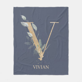 V Monogram Blommigt Personlig Fleece Blanket