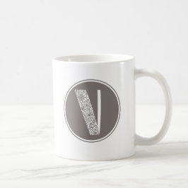 V Monogram för initial Blommigt Kaffemugg