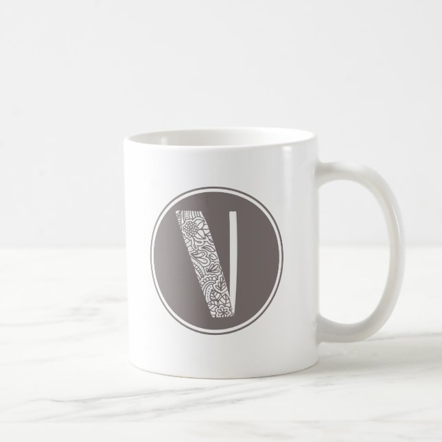 V Monogram för initial Blommigt Kaffemugg (Höger)