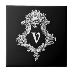 V Monogram initial Kakelplatta