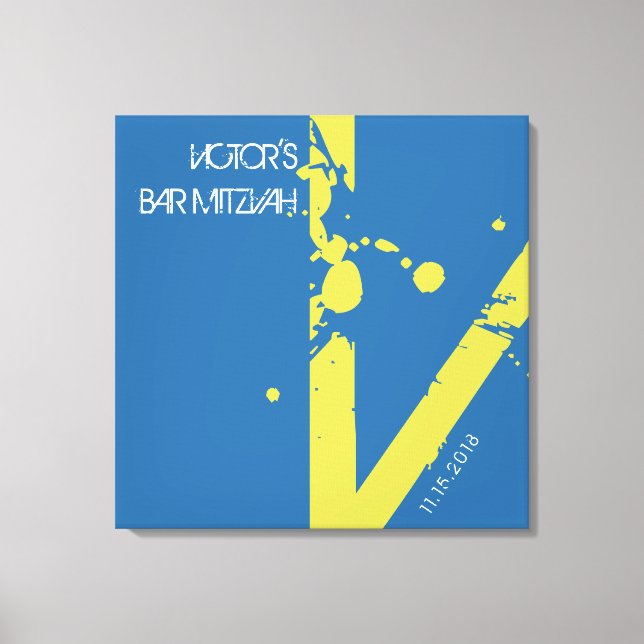 V Monogram Inloggningsnämnd för Bat mitzvah inlogg Canvastryck (Framsida)