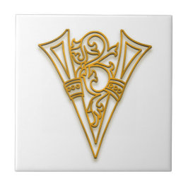 V Monogram "Irish Guld" Ceramic Tile Kakelplatta