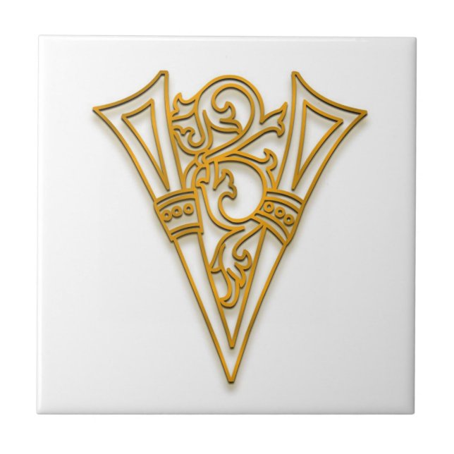 V Monogram "Irish Guld" Ceramic Tile Kakelplatta (Framsidan)