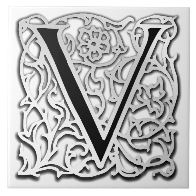 V-monogramen "silver keramiska Besque" belägger Kakelplatta (Framsidan)