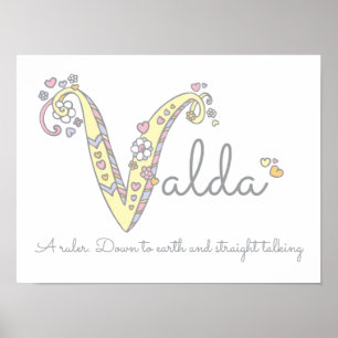V monogramkonst Valda tjejer namn poster