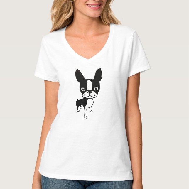 V-nacke för damer för Boston TerrierMirabelle T-shirt (Framsida)