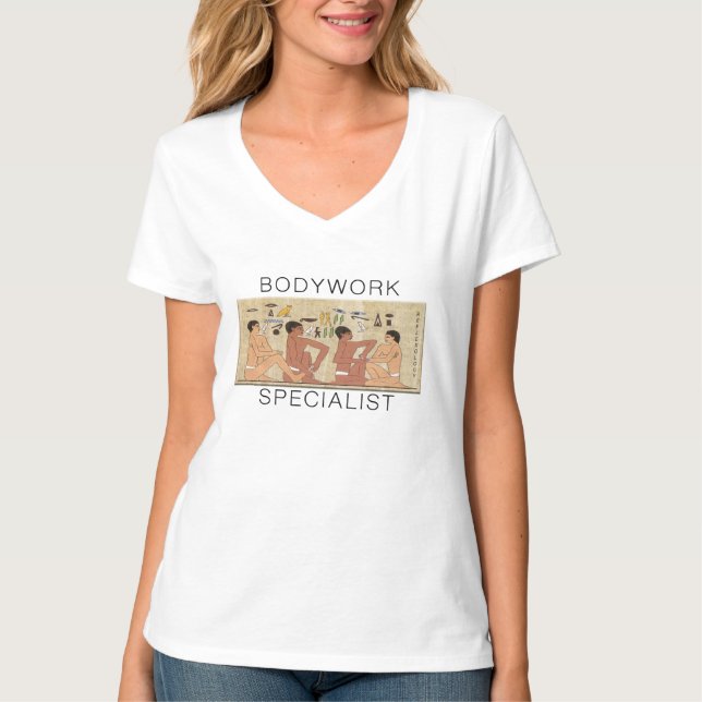 V-Nacke för Reflexology för Bodyworkspecialist T Shirt (Framsida)