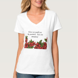 V-ringad t-shirt med hibiskusdesign