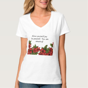 V-ringad t-shirt med hibiskusdesign