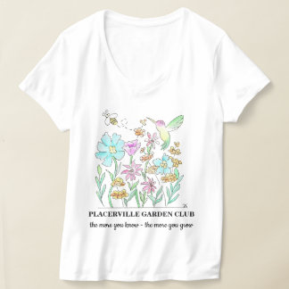 V-ringad t-shirt med trädgårdsdesign