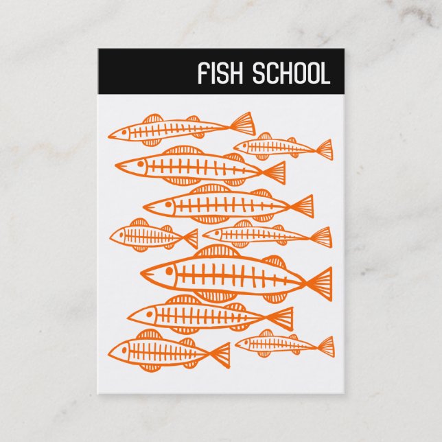 V Rubrik - FISH SCHOOL - Orange Visitkort (Framsida)