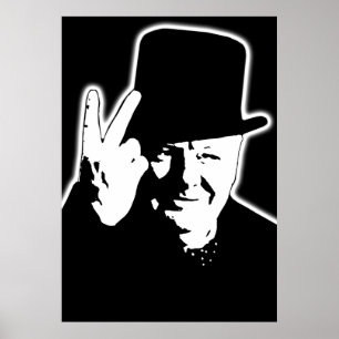 V-signalen Victory V 1943 WWII Winston Churchill Poster