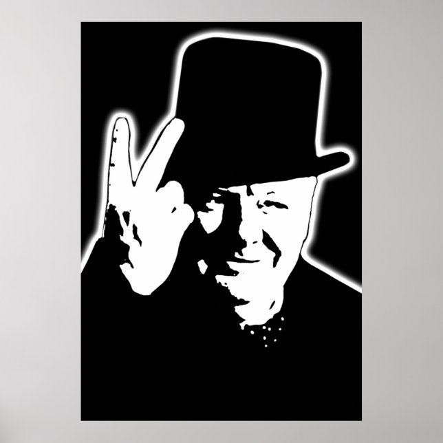 V-signalen Victory V 1943 WWII Winston Churchill Poster (Framsidan)